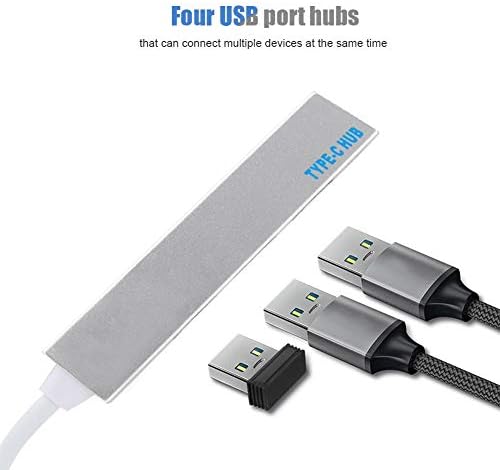 Wendry C-Típusú USB Elosztó,Alumínium-Magnézium Ötvözet C-Típusú hogy USB2.0 4 Port Hub Adapter Átalakító Támogatás OTG Funkció Alumínium-Magnézium