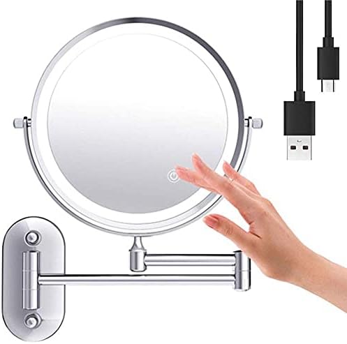 Nhlzj Tiszta, Fényes, Borotválkozó Tükör 5X Nagyítás, USB Újratölthető Frissítés Automatikus Kikapcsolás LED Fürdőszoba Tükör Falra