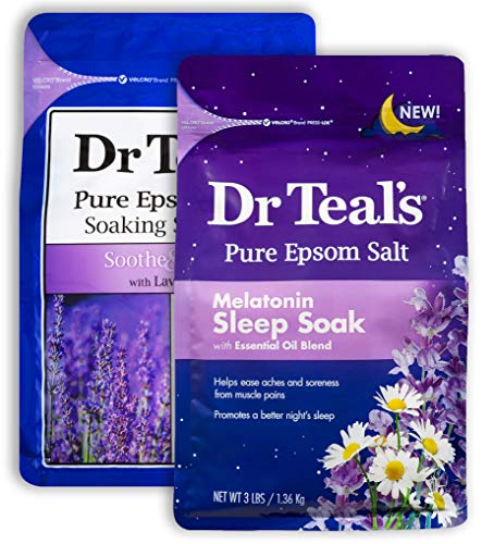 Dr. Teal az Epsom Só Fürdő Combo Pack (6 lbs Összesen), Megnyugtatja & Aludni, Levendula, valamint a Melatonin Alvás Áztassa