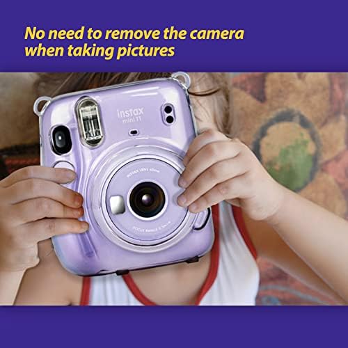 Elvam Kamera Átlátszó védőtok Táska Kompatibilis a Fujifilm Instax Mini 11 Instant Fényképezőgép Levehető, Állítható Pánttal - (05)