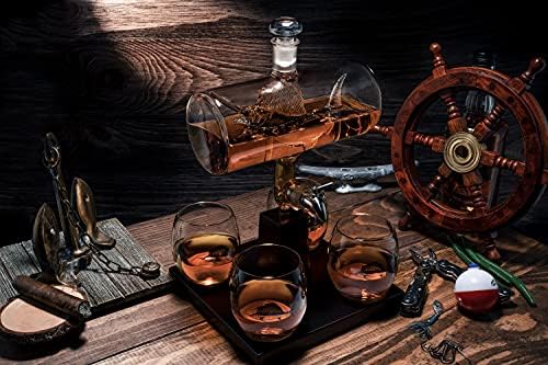 Halászati Whiskys Üveget Adagoló 4 Ital Szemüveg - Kardhal/Vitorláshal Derítő & Üveg Meghatározott - Halászati Ajándékok Férfiaknak