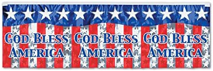 Beistle Fémes július 4-Isten Áldja Amerikát béren kívüli Banner AMERIKAI Függetlenség Napja Dekoráció, 14 x 4', Tarka