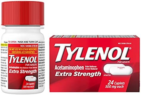 Tylenol Extra Erőt Caplets 500 mg Paracetamol, fájdalomcsillapító & lázcsillapítót, 24 ct
