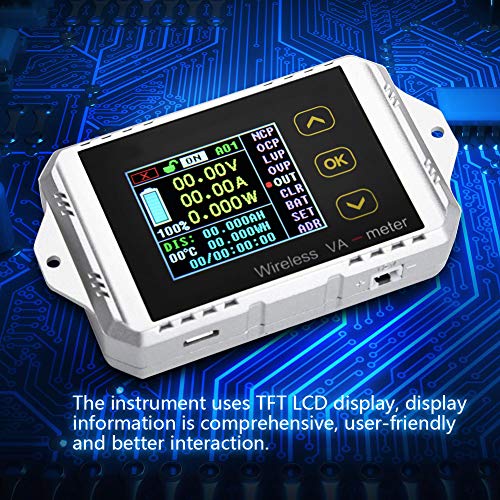 DC Árammérő ÁFA-1030 Vezeték nélküli Voltmérő Digitális Multiméter Színes LCD Képernyő Feszültség Teszter 0~100V DC Watt Mérő adatkábel,